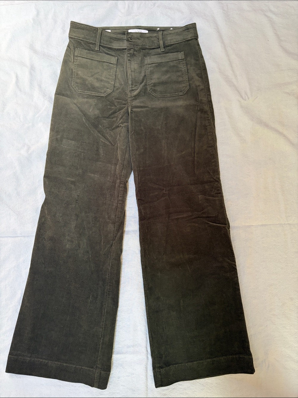 LOFT Palmer Wide Leg Olive Green Corduroy Jeans
